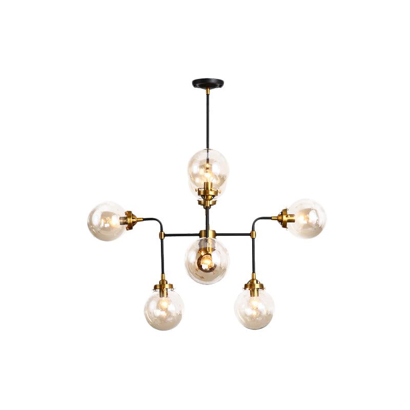 Post Modern Global Ceiling Chandelier Clear Glass 8/12 Lights Living Room Hanging Light Fixture in Black Clearhalo 'Ceiling Lights' 'Chandeliers' 'Modern Chandeliers' 'Modern' Lighting' 735426