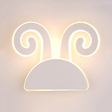 White Finish Rabbit Wall Light Animal Cute Acrylic LED Wall Sconce for ...