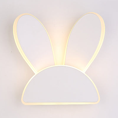 White Finish Rabbit Wall Light Animal Cute Acrylic LED Wall Sconce for ...