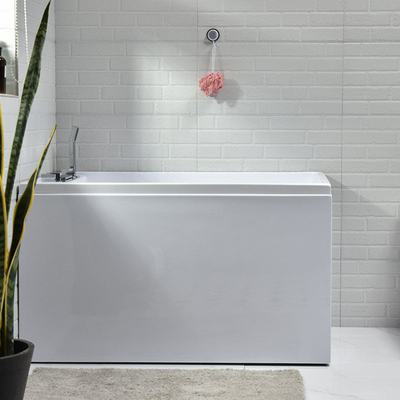Modern Back to Wall Bathtub Rectangular Antique Finish Bathtub 55"L x 27"W x 25"H Left Tub with Silver 5-Piece Set Clearhalo 'Bathroom Remodel & Bathroom Fixtures' 'Bathtubs' 'Home Improvement' 'home_improvement' 'home_improvement_bathtubs' 'Showers & Bathtubs' 7354437