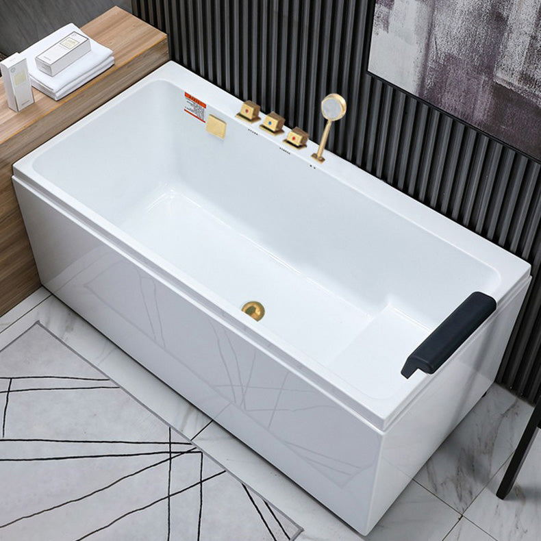 Modern Freestanding Acrylic Bathtub Rectangular Soaking Bath Left Tub with Gold 5-Piece Set Clearhalo 'Bathroom Remodel & Bathroom Fixtures' 'Bathtubs' 'Home Improvement' 'home_improvement' 'home_improvement_bathtubs' 'Showers & Bathtubs' 7354515