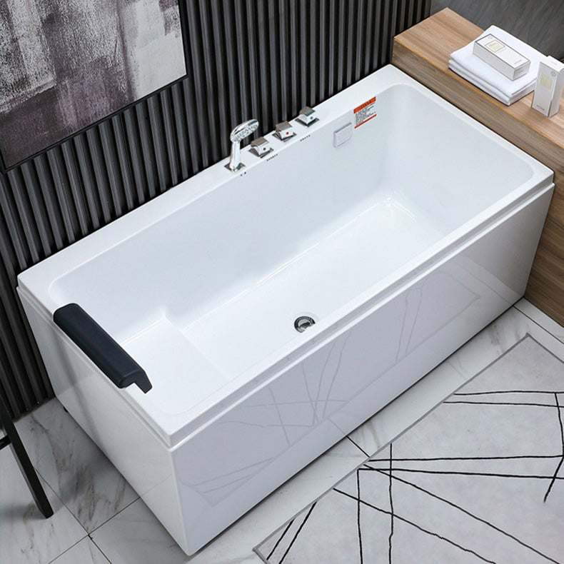 Modern Freestanding Acrylic Bathtub Rectangular Soaking Bath Right Tub with Silver 5-Piece Set Clearhalo 'Bathroom Remodel & Bathroom Fixtures' 'Bathtubs' 'Home Improvement' 'home_improvement' 'home_improvement_bathtubs' 'Showers & Bathtubs' 7354518
