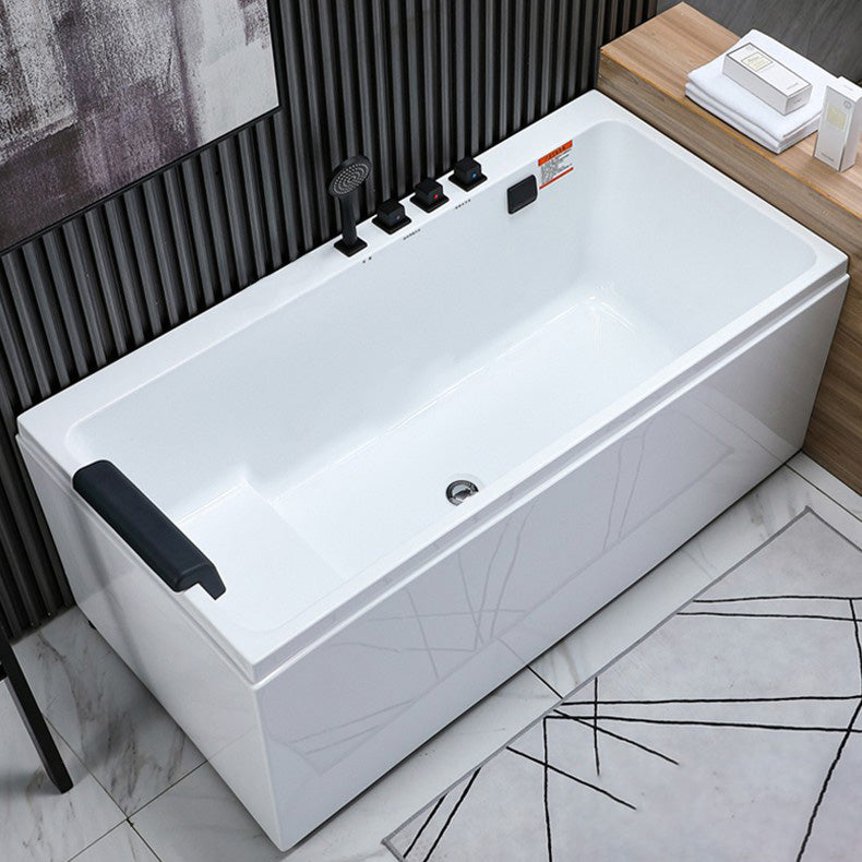 Modern Freestanding Acrylic Bathtub Rectangular Soaking Bath Right Tub with Black 5-Piece Set Clearhalo 'Bathroom Remodel & Bathroom Fixtures' 'Bathtubs' 'Home Improvement' 'home_improvement' 'home_improvement_bathtubs' 'Showers & Bathtubs' 7354520