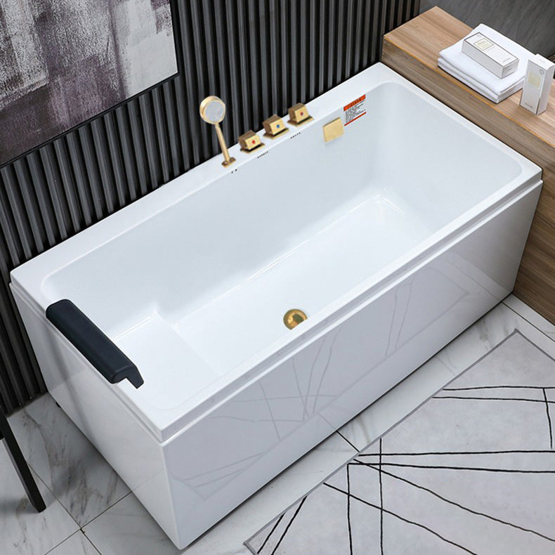 Modern Freestanding Acrylic Bathtub Rectangular Soaking Bath Right Tub with Gold 5-Piece Set Clearhalo 'Bathroom Remodel & Bathroom Fixtures' 'Bathtubs' 'Home Improvement' 'home_improvement' 'home_improvement_bathtubs' 'Showers & Bathtubs' 7354522