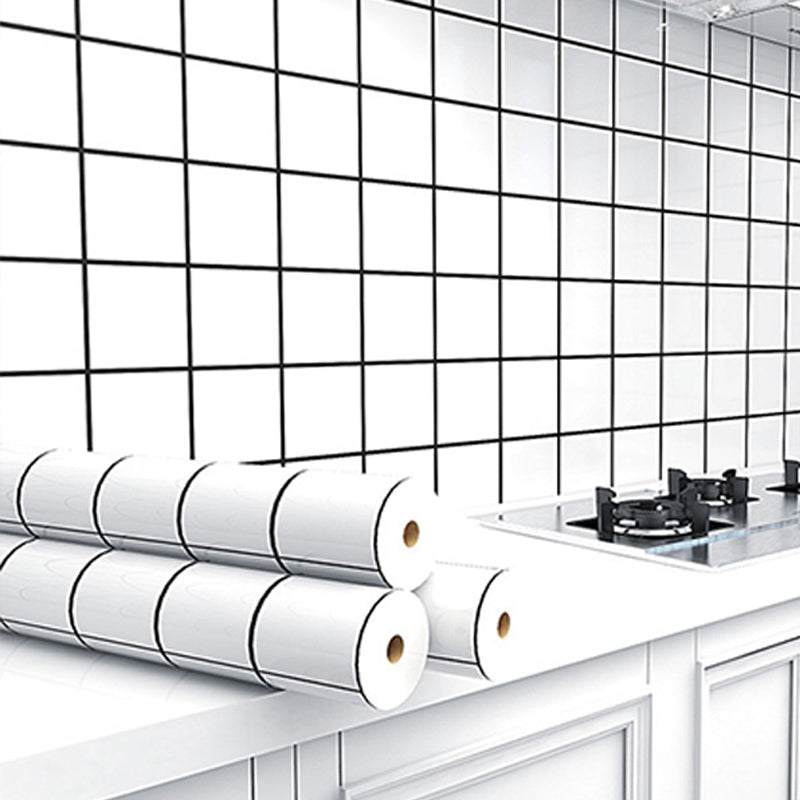 Grid Mosaic Peel & Stick Tile Water-resistant Kitchen Wallpaper White Clearhalo 'Flooring 'Home Improvement' 'home_improvement' 'home_improvement_peel_stick_blacksplash' 'Peel & Stick Backsplash Tile' 'peel_stick_blacksplash' 'Walls & Ceilings' Walls and Ceiling' 7354712