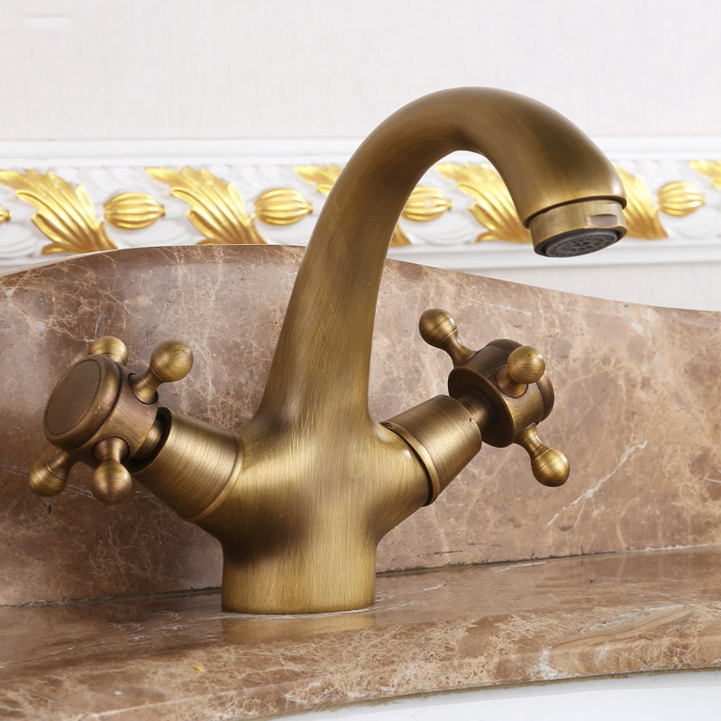 Knob Handle Wide Spread Bathroom Faucet Industrial Lavatory Faucet Supply Lines Included Clearhalo 'Bathroom Remodel & Bathroom Fixtures' 'Bathroom Sink Faucets' 'Bathroom Sinks & Faucet Components' 'bathroom_sink_faucets' 'Home Improvement' 'home_improvement' 'home_improvement_bathroom_sink_faucets' 7354762