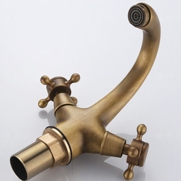 Knob Handle Wide Spread Bathroom Faucet Industrial Lavatory Faucet Clearhalo 'Bathroom Remodel & Bathroom Fixtures' 'Bathroom Sink Faucets' 'Bathroom Sinks & Faucet Components' 'bathroom_sink_faucets' 'Home Improvement' 'home_improvement' 'home_improvement_bathroom_sink_faucets' 7354768