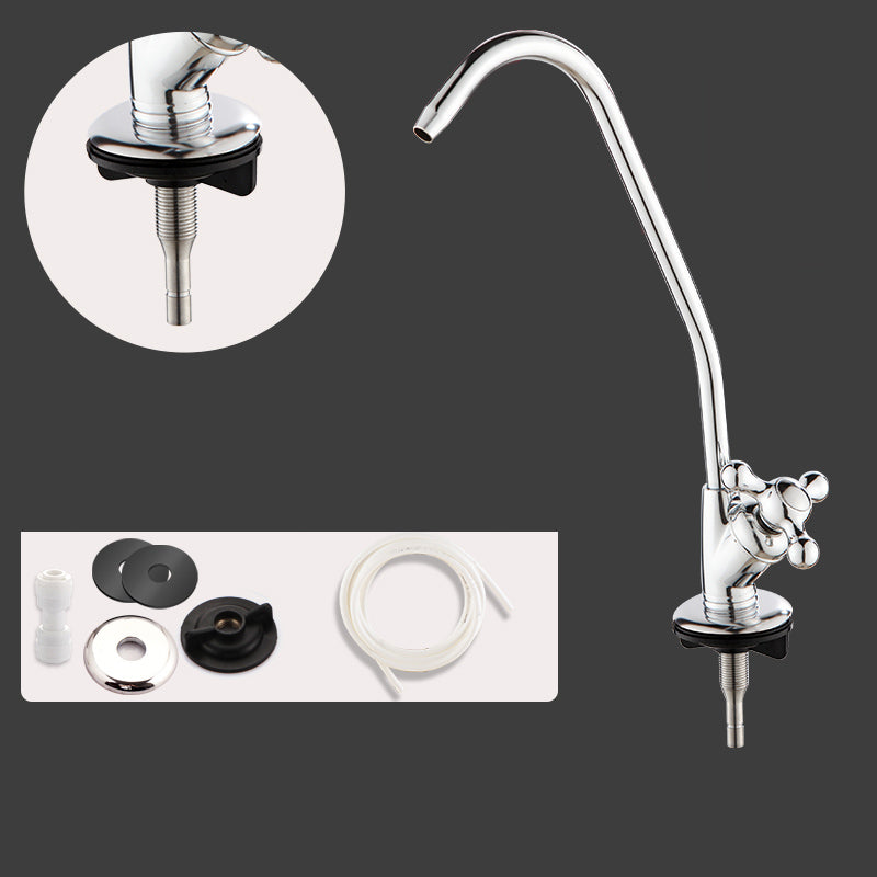 Modern Style Standard Kitchen Faucet Gooseneck 1-Hole Standard Kitchen Faucet Copper Stainless Steel Clearhalo 'Home Improvement' 'home_improvement' 'home_improvement_kitchen_faucets' 'Kitchen Faucets' 'Kitchen Remodel & Kitchen Fixtures' 'Kitchen Sinks & Faucet Components' 'kitchen_faucets' 7354818