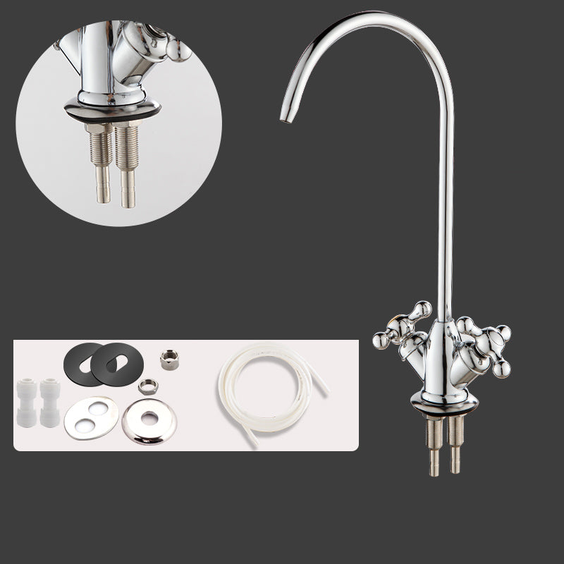 Modern Style Standard Kitchen Faucet Gooseneck 1-Hole Standard Kitchen Faucet Copper Chrome Clearhalo 'Home Improvement' 'home_improvement' 'home_improvement_kitchen_faucets' 'Kitchen Faucets' 'Kitchen Remodel & Kitchen Fixtures' 'Kitchen Sinks & Faucet Components' 'kitchen_faucets' 7354819