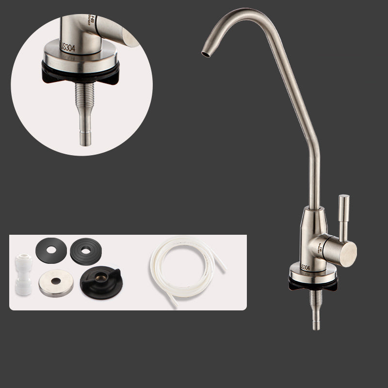 Modern Style Standard Kitchen Faucet Gooseneck 1-Hole Standard Kitchen Faucet Stainless Steel 304 Gun Grey Clearhalo 'Home Improvement' 'home_improvement' 'home_improvement_kitchen_faucets' 'Kitchen Faucets' 'Kitchen Remodel & Kitchen Fixtures' 'Kitchen Sinks & Faucet Components' 'kitchen_faucets' 7354821