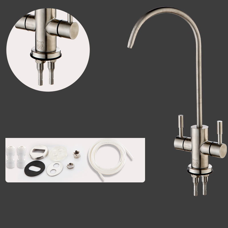 Modern Style Standard Kitchen Faucet Gooseneck 1-Hole Standard Kitchen Faucet Stainless Steel 304 Stainless Steel Clearhalo 'Home Improvement' 'home_improvement' 'home_improvement_kitchen_faucets' 'Kitchen Faucets' 'Kitchen Remodel & Kitchen Fixtures' 'Kitchen Sinks & Faucet Components' 'kitchen_faucets' 7354829