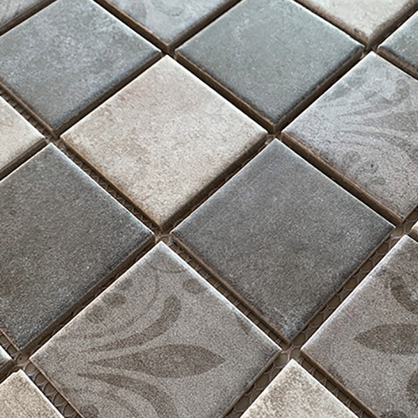 Grid Mosaic Sheet Wall Mixed Material Square Glazed Pressed Floor Tile Clearhalo 'Floor Tiles & Wall Tiles' 'floor_tiles_wall_tiles' 'Flooring 'Home Improvement' 'home_improvement' 'home_improvement_floor_tiles_wall_tiles' Walls and Ceiling' 7354919