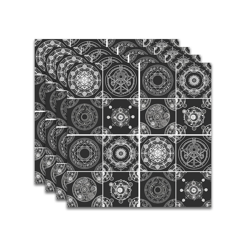 Spanish Pattern Singular Tile Mildew Resistant Peel & Stick Tile for Backsplash Wall Black Clearhalo 'Flooring 'Home Improvement' 'home_improvement' 'home_improvement_peel_stick_blacksplash' 'Peel & Stick Backsplash Tile' 'peel_stick_blacksplash' 'Walls & Ceilings' Walls and Ceiling' 7354974