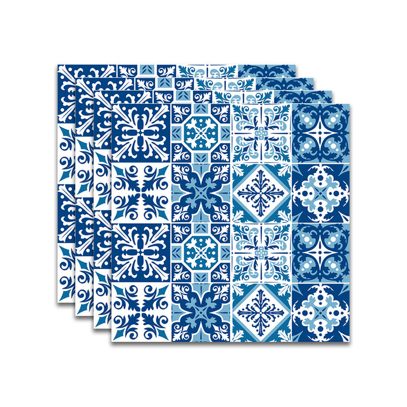Spanish Pattern Singular Tile Mildew Resistant Peel & Stick Tile for Backsplash Wall Blue Clearhalo 'Flooring 'Home Improvement' 'home_improvement' 'home_improvement_peel_stick_blacksplash' 'Peel & Stick Backsplash Tile' 'peel_stick_blacksplash' 'Walls & Ceilings' Walls and Ceiling' 7354984