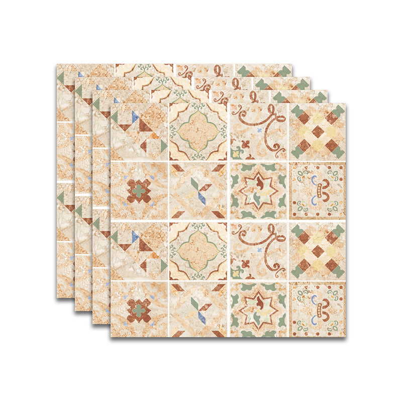 Spanish Pattern Singular Tile Mildew Resistant Peel & Stick Tile for Backsplash Wall Dark Beige Clearhalo 'Flooring 'Home Improvement' 'home_improvement' 'home_improvement_peel_stick_blacksplash' 'Peel & Stick Backsplash Tile' 'peel_stick_blacksplash' 'Walls & Ceilings' Walls and Ceiling' 7354990