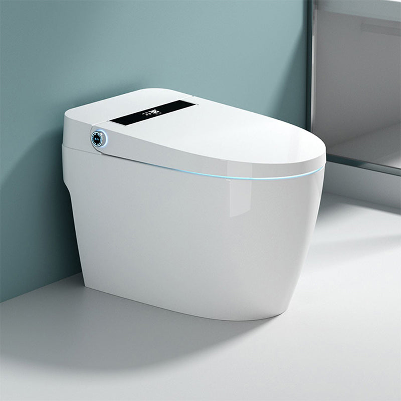 One Piece Toilet Modern Porcelain Floor Mounted Flush Toilet Automatic Lid 14" Clearhalo 'Bathroom Remodel & Bathroom Fixtures' 'Home Improvement' 'home_improvement' 'home_improvement_toilets' 'Toilets & Bidets' 'Toilets' 7355697