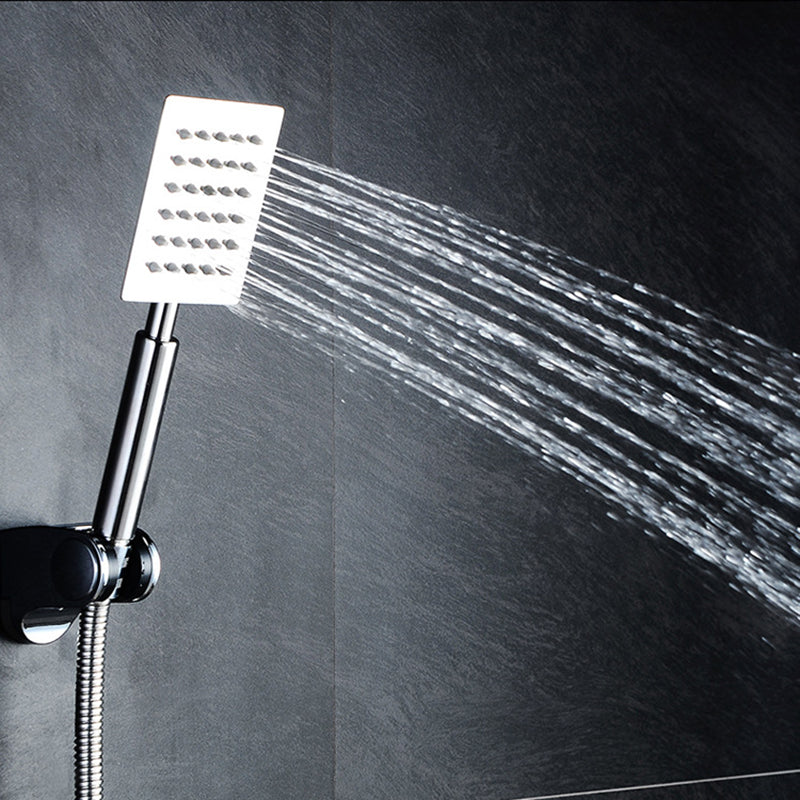Contemporary Stainless Steel Hand Shower Self-Cleaning Showerhead Square Shower Heads & Hose & Wall pedestal 1.5 meter Hose Clearhalo 'Bathroom Remodel & Bathroom Fixtures' 'Home Improvement' 'home_improvement' 'home_improvement_shower_heads' 'Shower Heads' 'shower_heads' 'Showers & Bathtubs Plumbing' 'Showers & Bathtubs' 7356533