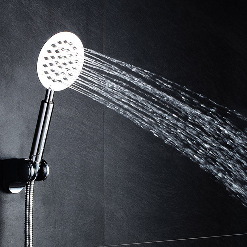 Contemporary Stainless Steel Hand Shower Self-Cleaning Showerhead Round Shower Heads & Hose & Wall pedestal 1.5 meter Hose Clearhalo 'Bathroom Remodel & Bathroom Fixtures' 'Home Improvement' 'home_improvement' 'home_improvement_shower_heads' 'Shower Heads' 'shower_heads' 'Showers & Bathtubs Plumbing' 'Showers & Bathtubs' 7356535