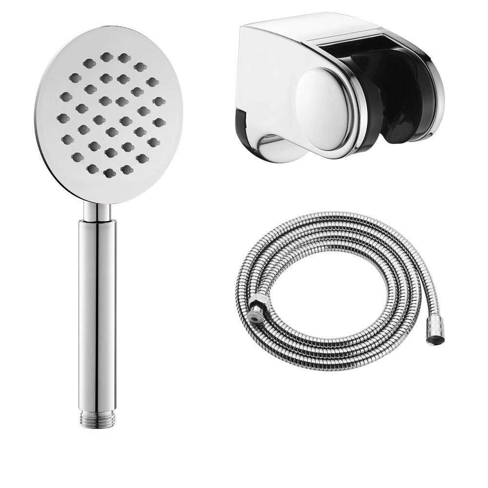 Contemporary Stainless Steel Hand Shower Self-Cleaning Showerhead Round Shower Heads & Hose & Wall pedestal 2 meter Hose Clearhalo 'Bathroom Remodel & Bathroom Fixtures' 'Home Improvement' 'home_improvement' 'home_improvement_shower_heads' 'Shower Heads' 'shower_heads' 'Showers & Bathtubs Plumbing' 'Showers & Bathtubs' 7356537