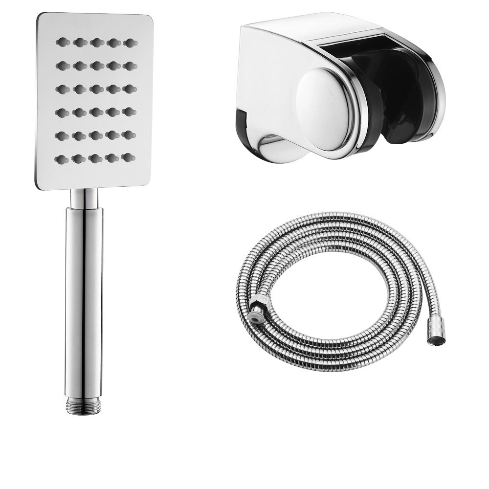Contemporary Stainless Steel Hand Shower Self-Cleaning Showerhead Square Shower Heads & Hose & Wall pedestal 2 meter Hose Clearhalo 'Bathroom Remodel & Bathroom Fixtures' 'Home Improvement' 'home_improvement' 'home_improvement_shower_heads' 'Shower Heads' 'shower_heads' 'Showers & Bathtubs Plumbing' 'Showers & Bathtubs' 7356539