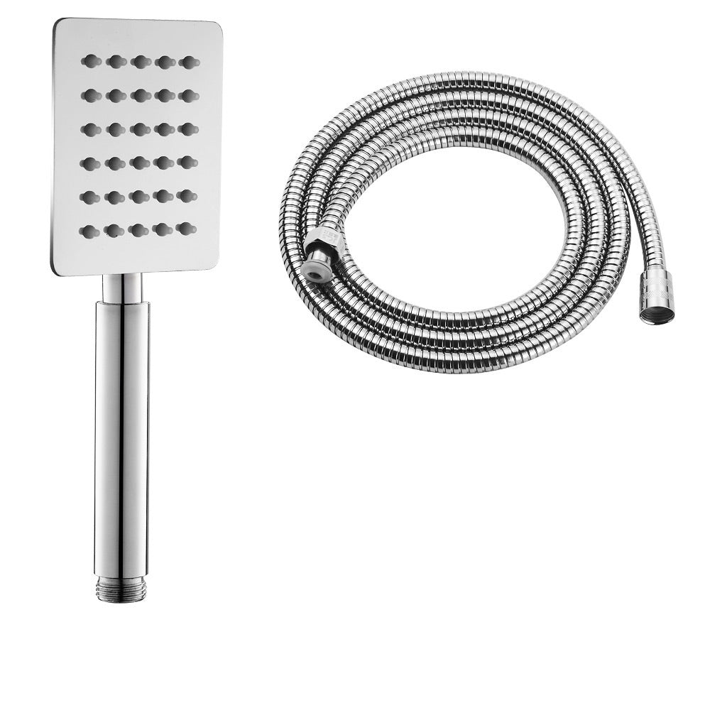 Contemporary Stainless Steel Hand Shower Self-Cleaning Showerhead Square Shower Head with Hose Clearhalo 'Bathroom Remodel & Bathroom Fixtures' 'Home Improvement' 'home_improvement' 'home_improvement_shower_heads' 'Shower Heads' 'shower_heads' 'Showers & Bathtubs Plumbing' 'Showers & Bathtubs' 7356543