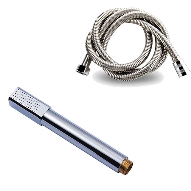Simple Handheld Shower Head Square 304 Stainless Steel Shower Head Square Shower Head with Hose 1.5 meter Hose Clearhalo 'Bathroom Remodel & Bathroom Fixtures' 'Home Improvement' 'home_improvement' 'home_improvement_shower_heads' 'Shower Heads' 'shower_heads' 'Showers & Bathtubs Plumbing' 'Showers & Bathtubs' 7356566