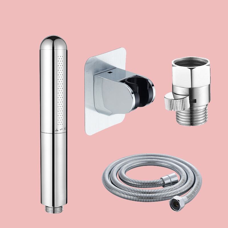 Simple Handheld Shower Head Square 304 Stainless Steel Shower Head Cylinder Shower & Hose & No Punching Wall Seat & Switch 1.5 meter Hose Clearhalo 'Bathroom Remodel & Bathroom Fixtures' 'Home Improvement' 'home_improvement' 'home_improvement_shower_heads' 'Shower Heads' 'shower_heads' 'Showers & Bathtubs Plumbing' 'Showers & Bathtubs' 7356569