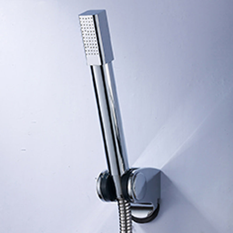 Simple Handheld Shower Head Square 304 Stainless Steel Shower Head Square Shower & Hose & No Punching Wall Seat & Switch 1.5 meter Hose Clearhalo 'Bathroom Remodel & Bathroom Fixtures' 'Home Improvement' 'home_improvement' 'home_improvement_shower_heads' 'Shower Heads' 'shower_heads' 'Showers & Bathtubs Plumbing' 'Showers & Bathtubs' 7356572