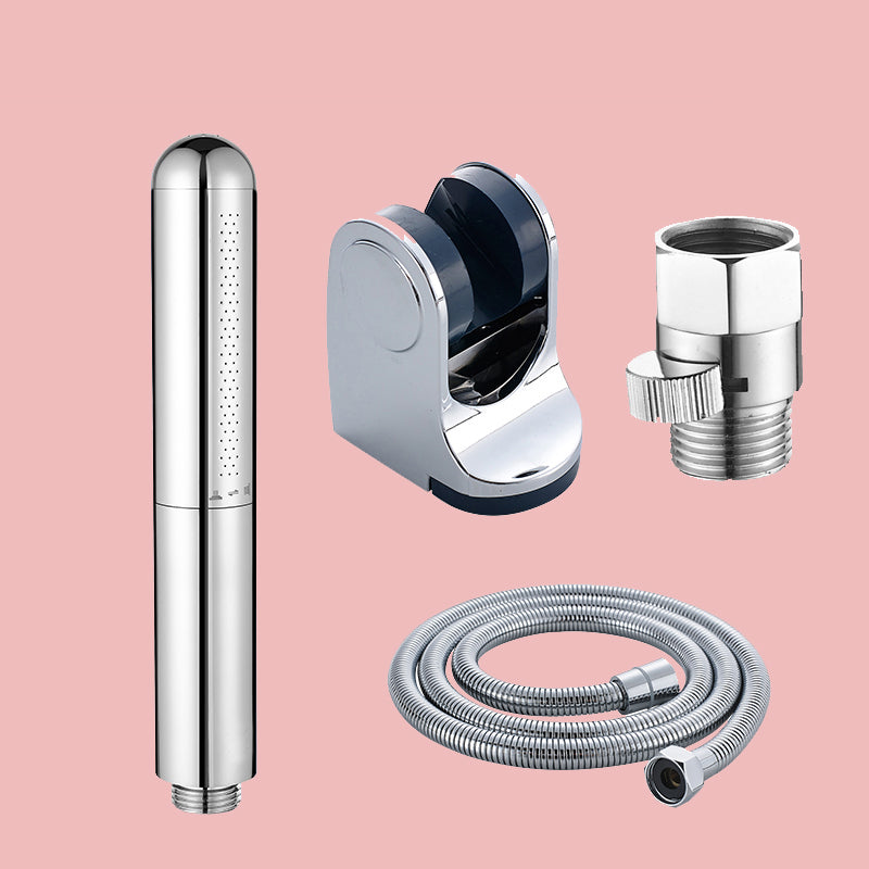 Simple Handheld Shower Head Square 304 Stainless Steel Shower Head Cylinder Shower & Hose & Wall Mount & Switch 1.5 meter Hose Clearhalo 'Bathroom Remodel & Bathroom Fixtures' 'Home Improvement' 'home_improvement' 'home_improvement_shower_heads' 'Shower Heads' 'shower_heads' 'Showers & Bathtubs Plumbing' 'Showers & Bathtubs' 7356573