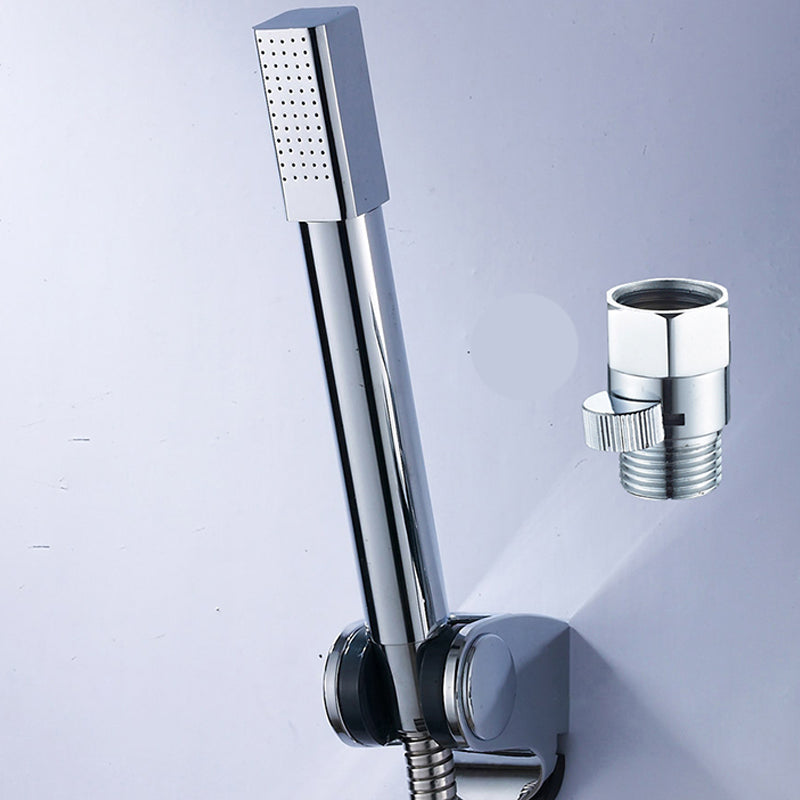 Simple Handheld Shower Head Square 304 Stainless Steel Shower Head Square Shower & Hose & Wall Mount & Switch 1.5 meter Hose Clearhalo 'Bathroom Remodel & Bathroom Fixtures' 'Home Improvement' 'home_improvement' 'home_improvement_shower_heads' 'Shower Heads' 'shower_heads' 'Showers & Bathtubs Plumbing' 'Showers & Bathtubs' 7356574