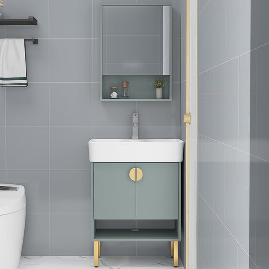 Rectangular Glam Sink Vanity Green Ceramic Single-Sink Freestanding Vanity Set Clearhalo 'Bathroom Remodel & Bathroom Fixtures' 'Bathroom Vanities' 'bathroom_vanities' 'Home Improvement' 'home_improvement' 'home_improvement_bathroom_vanities' 7356807