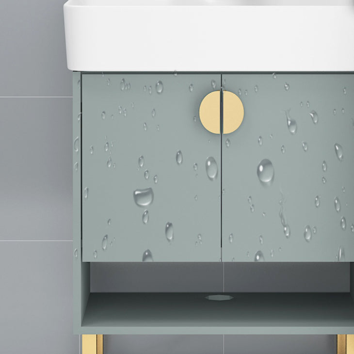 Rectangular Glam Sink Vanity Green Ceramic Single-Sink Freestanding Vanity Set Clearhalo 'Bathroom Remodel & Bathroom Fixtures' 'Bathroom Vanities' 'bathroom_vanities' 'Home Improvement' 'home_improvement' 'home_improvement_bathroom_vanities' 7356814