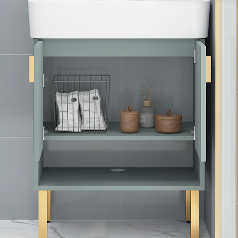 Rectangular Glam Sink Vanity Green Ceramic Single-Sink Freestanding Vanity Set Clearhalo 'Bathroom Remodel & Bathroom Fixtures' 'Bathroom Vanities' 'bathroom_vanities' 'Home Improvement' 'home_improvement' 'home_improvement_bathroom_vanities' 7356816