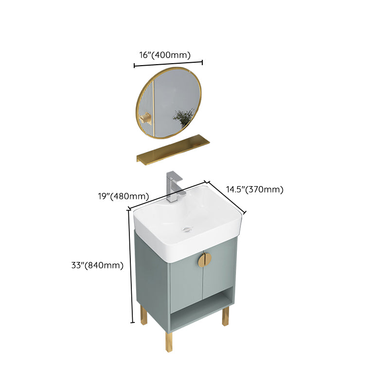 Rectangular Glam Sink Vanity Green Ceramic Single-Sink Freestanding Vanity Set Clearhalo 'Bathroom Remodel & Bathroom Fixtures' 'Bathroom Vanities' 'bathroom_vanities' 'Home Improvement' 'home_improvement' 'home_improvement_bathroom_vanities' 7356838