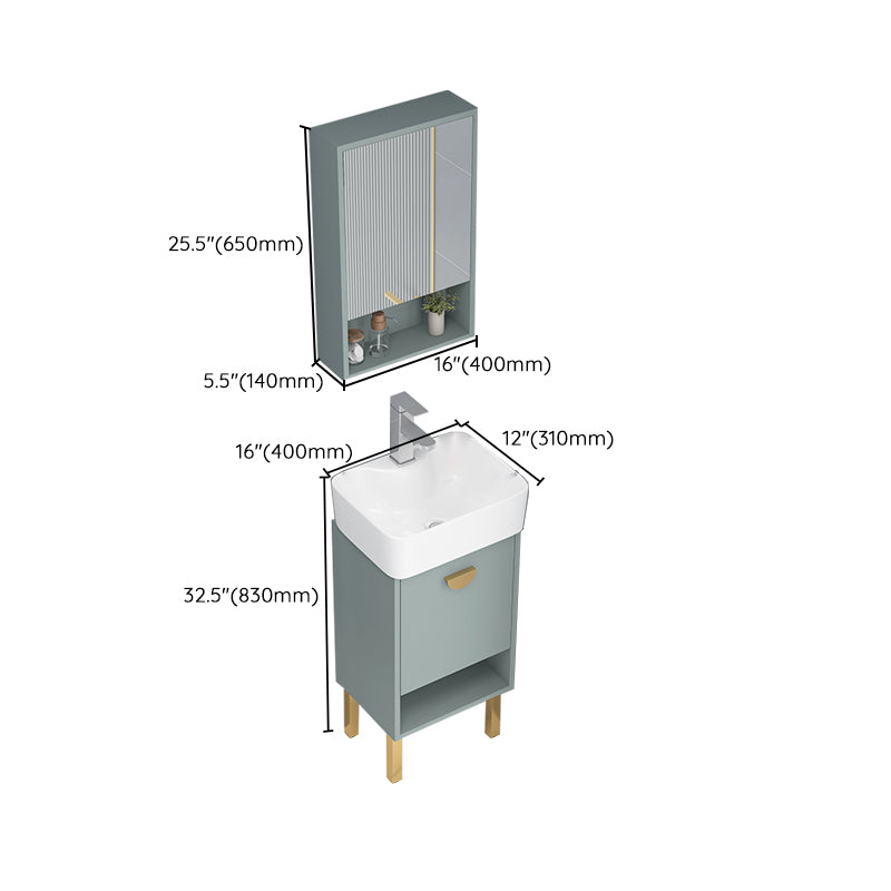 Rectangular Glam Sink Vanity Green Ceramic Single-Sink Freestanding Vanity Set Clearhalo 'Bathroom Remodel & Bathroom Fixtures' 'Bathroom Vanities' 'bathroom_vanities' 'Home Improvement' 'home_improvement' 'home_improvement_bathroom_vanities' 7356843