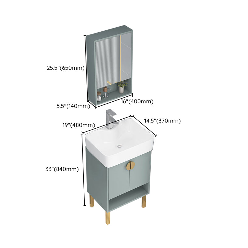 Rectangular Glam Sink Vanity Green Ceramic Single-Sink Freestanding Vanity Set Clearhalo 'Bathroom Remodel & Bathroom Fixtures' 'Bathroom Vanities' 'bathroom_vanities' 'Home Improvement' 'home_improvement' 'home_improvement_bathroom_vanities' 7356844