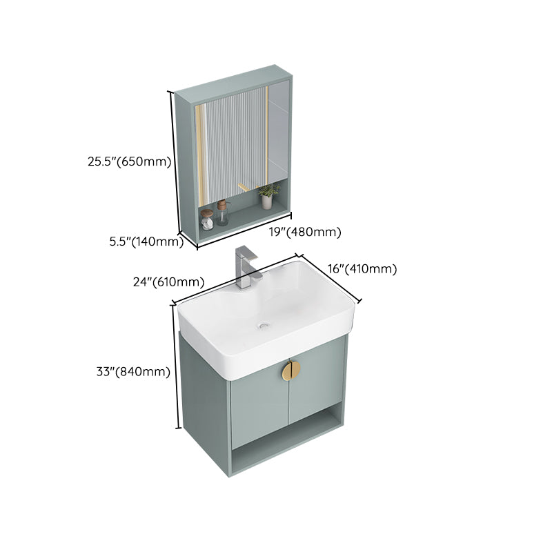 Rectangular Glam Sink Vanity Green Ceramic Single-Sink Freestanding Vanity Set Clearhalo 'Bathroom Remodel & Bathroom Fixtures' 'Bathroom Vanities' 'bathroom_vanities' 'Home Improvement' 'home_improvement' 'home_improvement_bathroom_vanities' 7356847