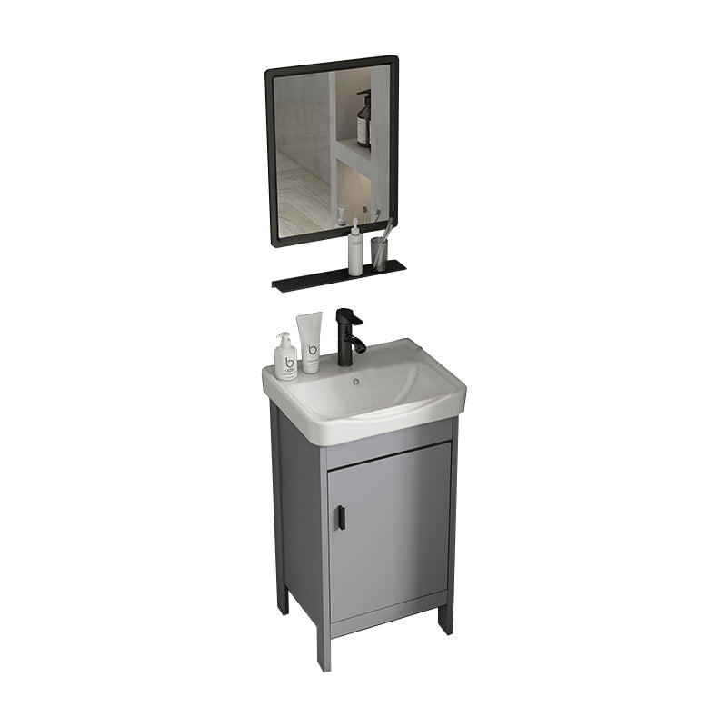 Modern Bathroom Vanity Set Freestanding Single-Sink Bathroom Sink Vanity Vanity & Faucet & Mirrors 16.9"L x 13.8"W x 31.9"H Silver Gray Clearhalo 'Bathroom Remodel & Bathroom Fixtures' 'Bathroom Vanities' 'bathroom_vanities' 'Home Improvement' 'home_improvement' 'home_improvement_bathroom_vanities' 7356849