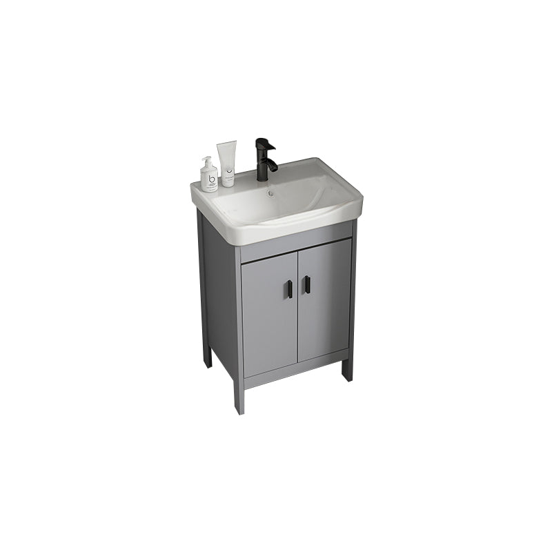 Modern Bathroom Vanity Set Freestanding Single-Sink Bathroom Sink Vanity Vanity & Faucet 20.1"L x 14.2"W x 31.9"H Silver Gray Clearhalo 'Bathroom Remodel & Bathroom Fixtures' 'Bathroom Vanities' 'bathroom_vanities' 'Home Improvement' 'home_improvement' 'home_improvement_bathroom_vanities' 7356868