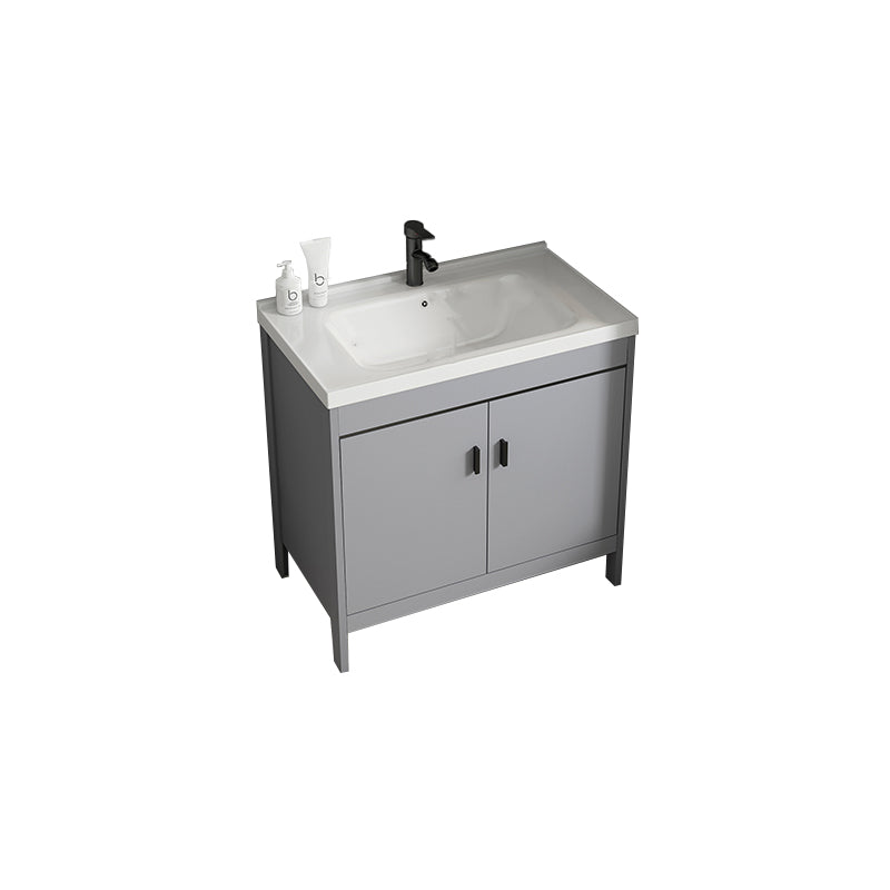 Modern Bathroom Vanity Set Freestanding Single-Sink Bathroom Sink Vanity Vanity & Faucet Silver Gray Clearhalo 'Bathroom Remodel & Bathroom Fixtures' 'Bathroom Vanities' 'bathroom_vanities' 'Home Improvement' 'home_improvement' 'home_improvement_bathroom_vanities' 7356870
