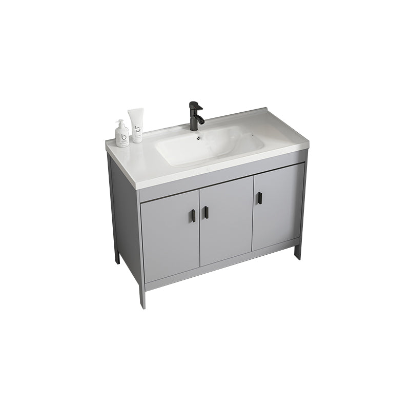 Modern Bathroom Vanity Set Freestanding Single-Sink Bathroom Sink Vanity Vanity & Faucet 35.8"L x 18.9"W x 31.9"H Silver Gray Clearhalo 'Bathroom Remodel & Bathroom Fixtures' 'Bathroom Vanities' 'bathroom_vanities' 'Home Improvement' 'home_improvement' 'home_improvement_bathroom_vanities' 7356871