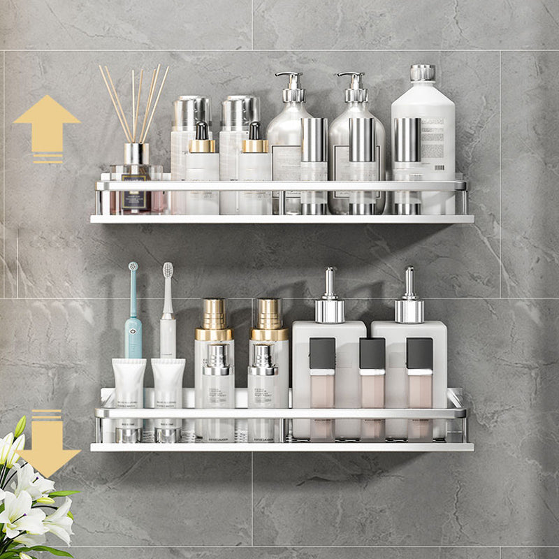 Silver Bathroom Accessory Set Metal 1/2/3 - Piece Bath Shelf Clearhalo 'Bathroom Hardware Sets' 'Bathroom Hardware' 'Bathroom Remodel & Bathroom Fixtures' 'bathroom_hardware_sets' 'Home Improvement' 'home_improvement' 'home_improvement_bathroom_hardware_sets' 7356946