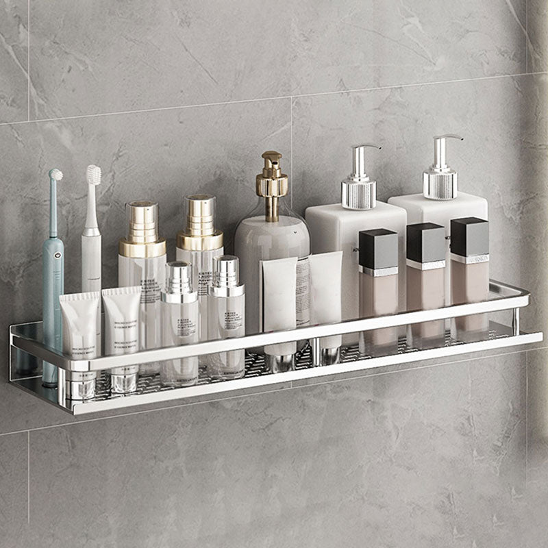 Silver Bathroom Accessory Set Metal 1/2/3 - Piece Bath Shelf 20" 1 Piece Clearhalo 'Bathroom Hardware Sets' 'Bathroom Hardware' 'Bathroom Remodel & Bathroom Fixtures' 'bathroom_hardware_sets' 'Home Improvement' 'home_improvement' 'home_improvement_bathroom_hardware_sets' 7356949