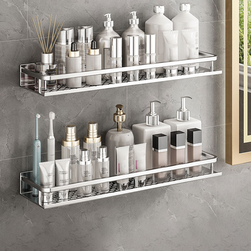 Silver Bathroom Accessory Set Metal 1/2/3 - Piece Bath Shelf 20" 2 Piece Set Clearhalo 'Bathroom Hardware Sets' 'Bathroom Hardware' 'Bathroom Remodel & Bathroom Fixtures' 'bathroom_hardware_sets' 'Home Improvement' 'home_improvement' 'home_improvement_bathroom_hardware_sets' 7356950