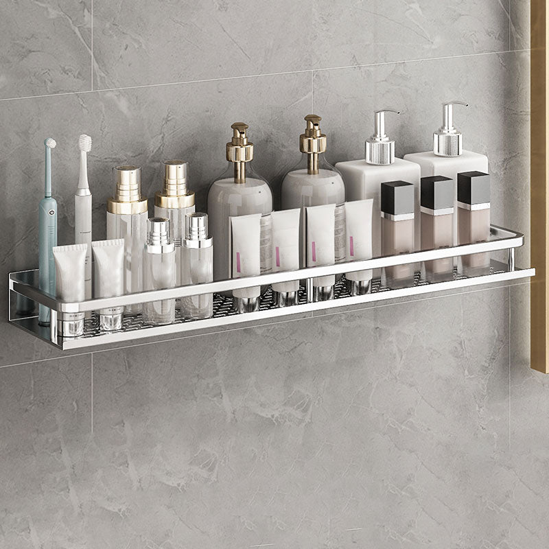 Silver Bathroom Accessory Set Metal 1/2/3 - Piece Bath Shelf 24" 1 Piece Clearhalo 'Bathroom Hardware Sets' 'Bathroom Hardware' 'Bathroom Remodel & Bathroom Fixtures' 'bathroom_hardware_sets' 'Home Improvement' 'home_improvement' 'home_improvement_bathroom_hardware_sets' 7356951