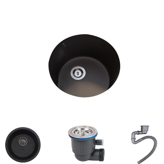 Quartz Kitchen Sink Undermount Round Shape Kitchen Bar Sink with Basket Strainer Sink Only None