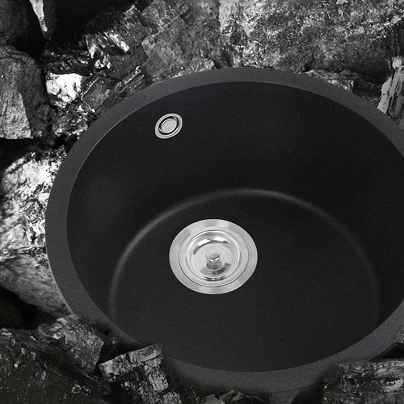 Quartz Kitchen Sink Undermount Round Shape Kitchen Bar Sink with Basket Strainer Clearhalo 'Home Improvement' 'home_improvement' 'home_improvement_kitchen_sinks' 'Kitchen Remodel & Kitchen Fixtures' 'Kitchen Sinks & Faucet Components' 'Kitchen Sinks' 'kitchen_sinks' 7357304