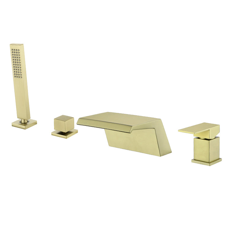 Modern Bathtub Faucet Fixed Waterfall Bathroom Faucet with Hand Shower Clearhalo 'Bathroom Remodel & Bathroom Fixtures' 'Bathtub Faucets' 'bathtub_faucets' 'Home Improvement' 'home_improvement' 'home_improvement_bathtub_faucets' 7357365