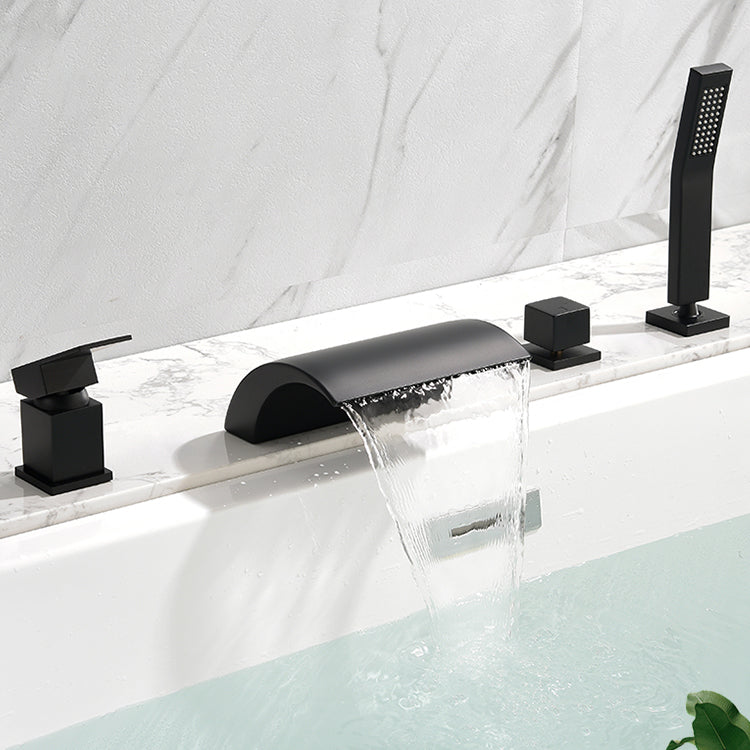 Modern Bathtub Faucet Fixed Waterfall Bathroom Faucet with Hand Shower Clearhalo 'Bathroom Remodel & Bathroom Fixtures' 'Bathtub Faucets' 'bathtub_faucets' 'Home Improvement' 'home_improvement' 'home_improvement_bathtub_faucets' 7357366