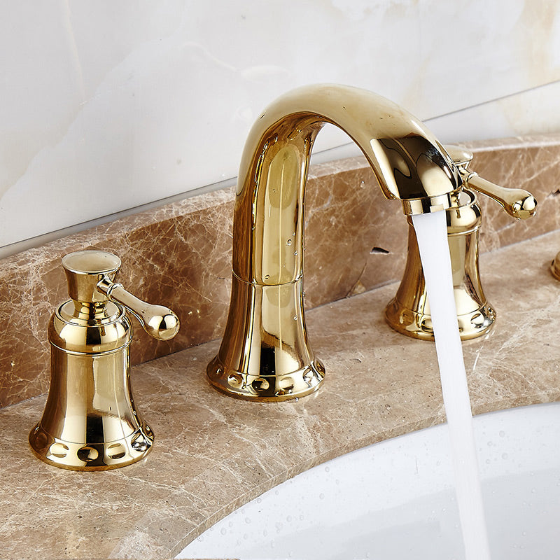 Contemporary Tub Faucet Deck Mounted Trim Bath Faucet Trim for Bathroom Gold Gooseneck Hand Shower Not Included Clearhalo 'Bathroom Remodel & Bathroom Fixtures' 'Bathtub Faucets' 'bathtub_faucets' 'Home Improvement' 'home_improvement' 'home_improvement_bathtub_faucets' 7357398